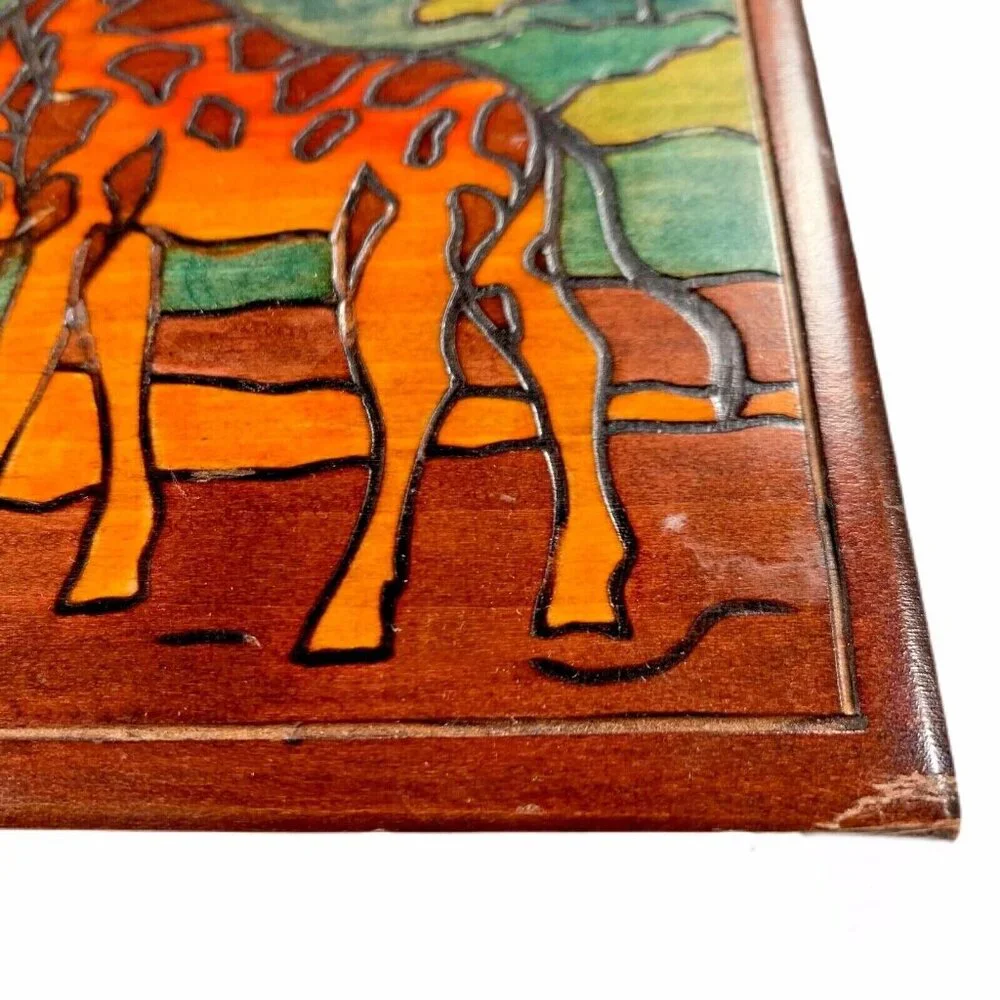 Giraffe Hinged Box Polish Handmade Linden Wood Keepsake Poland 6